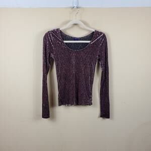 Aeropostale Y2K Velour Burnout Fitted Crop Top Size S